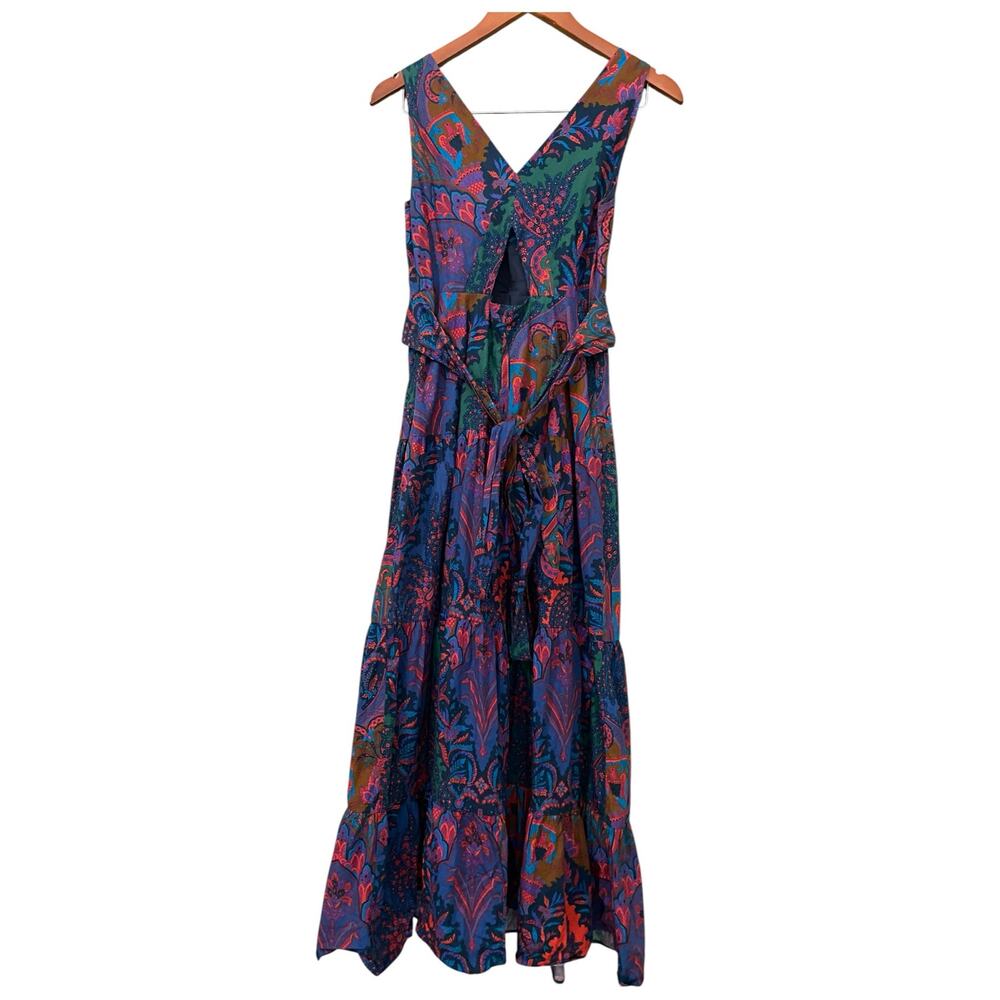 J. Crew Paisley Print Maxi Dress US 2 Tiered Ratti Scarf Colorful 100% Cotton - Picture 13 of 15